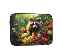 Laptoptasche mit Waschbär auf Früchten, 25,4 cm (10 Zoll), schlank und tragbar, geeignet für Büro, Reisen und Pendeln