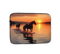 Laptoptasche, Motiv: Sonnenuntergänge, See, Pferde, 43,2 cm, wasserdicht, stoßfest, Notebook-Tragetasche, leichte Computer-Skin-Tasche
