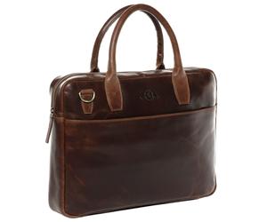 Laptoptasche schmal Leder braun 15" BOSTON Arbeitstasche Aktentasche