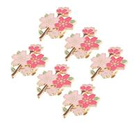 LAPYAPPE 8 Stück Kirschbrosche Süße Brosche aus Zinklegierung Rosa Kawaii Anstecknadel mit Blütenmotiv Kratzfest und Farbbeständig für Damen Frühlingsfest und Bankett