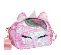 LAPYAPPE Kleine Modische Umhängetasche Kettentasche mit Pailletten Einhorn aus Pu Leder in Rosa Vielseitig und Geeignet für Mädchen für Freizeit und Einkaufen