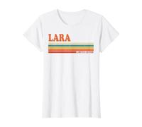 Lara Retro Personalisierte Vornamen Vintage Streifen Preisgünstiges Grafik-T-Shirt, Damen, Weiß, XL