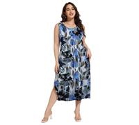 LARACE Maxi-Kleider in Übergröße für kurvige Frauen, Sommer, ärmellos, lässig, 2025, langes Kleid, L-5XL, A-Blau 35, 1X