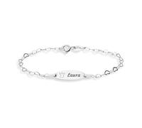 LaraZeidler Berlin Mädchen Engel Kinder Armband mit Gravur 925 Silber 16cm ideales Kinderarmband zur Geburt Taufe Taufgeschenk für Mädchen personalisierte Glücksbringer oder Kommunion