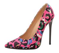 LarDorLin Spitze Toe Stilettos Damen Pump Kleid Bridal Ohne Verschluss Elegant Lack Höhe Ferse Pumpe Party Mehrfarbig-Pink Gr 34 EU