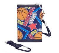 LARENNT Brustbeutel Kinder Mit Umhängekordel und Bergsteigerkarabiner - Klettverschluss Portemonnaie Für Jungen und Mädchen (Basketball)