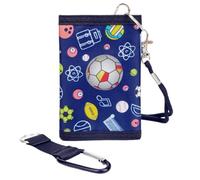 LARENNT Kinder Brustbeutel mit Umhängekordel, Bergsteigerkarabiner - Klettverschluss Portemonnaie für Jungen und Mädchen (Fußball)