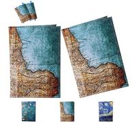LaresDay 2 Mode Stück Schön Reisepasshülle，Passport Cover Hülle mit Blocke für Kreditkarten Personalausweise Reisedokumente, Kunstleder Reisepass Organizer mit Gepäckanhänger，Reisezubehör (map)