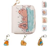 LaresDay Capybara Geldbeutel für Kinder-Portemonnaie mit Schlüsselanhänger&Reißverschluss,Umhängbar für Schule/Reise+3 Stück Capybara Anhänger (Geschenkbox Jungen Mädchen 5-12 Jahre) (Schwimmen)