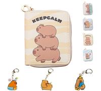 LaresDay Capybara Geldbeutel für Kinder-Portemonnaie mit Schlüsselanhänger&Reißverschluss,Umhängbar für Schule/Reise+3 Stück Capybara Anhänger (Geschenkbox Jungen Mädchen 5-12 Jahre) (DREI Fischfine)