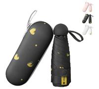 LaresDay Regenschirm mit Herz-Muster - Kompakter Mini-Schirm mit Schutzhülle, Leicht & Tragbar für Damen und Herren (Klein, Niedlich, Stilvoll) (schwarz)