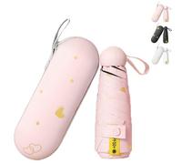 LaresDay Regenschirm mit Herz-Muster - Kompakter Mini-Schirm mit Schutzhülle, Leicht & Tragbar für Damen und Herren (Klein, Niedlich, Stilvoll) (Rosa)