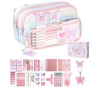 Large Capacity Pencil Case, Multi Compartment Zippered Stationery Organizer, Durable Canvas Pen And Marker Storage Pouch, Portable School Supply Holder For Middle School College Students Teens Girls