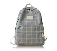 Large Capacity Plaid Preppy Backpack Cute Backpack for Teen Girls Back to School Supplies Cute Aesthetic Backpack Sage Green Aesthetic Rucksack (Grey)