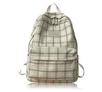 Large Capacity Plaid Preppy Backpack Cute Backpack for Teen Girls Back to School Supplies Cute Aesthetic Backpack Sage Green Aesthetic Rucksack (Beige)