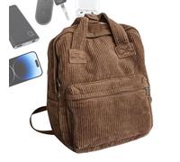 Large Corduroy Bookbag,Handle Feature Women's Retro Backpack - Small Backpack Purse, Corduroy Laptop Bags, Laptop Bag Casual Day Trips, High School College For Women And Men