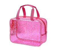 Large Stars Transparent Makeup Bag with Portable PVC Waterproof Toiletry Cosmetic Organized Clear Travel Bag(Rose)
