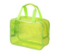 Large Stars Transparent Makeup Bag with Portable PVC Waterproof Toiletry Cosmetic Organized Clear Travel Bag(Green)