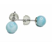 Larimar Edelstein Ohrstecker Perle Kugel Ohrringe blau