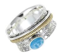 Larimar Edelstein Ring Herren und Damen Spinner Ring 925 Sterling Silber Meditationsring Alle Größen handgefertigter Schmuck CRG1211BF29_(75 (23.9))
