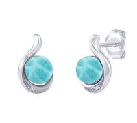 Larimar-Ohrringe aus Silber 925 mit Brilliance Zirconia