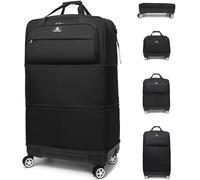 Laripwit Faltbar Reisetasche mit Rollen, Große Erweiterbar 55L-115L Weicher Reise Koffer, Handgepäck Rolltasche, Wasserdicht Gepäcktasche für Damen Herren Umzug Aufbewahrung 19''/22''/28'' Schwarz