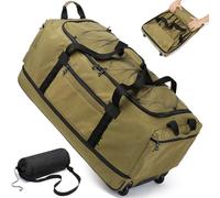 Laripwit Faltbare Reisetasche mit Rollen Groß XXL 130-170L Erweiterbare Wochenend Handgepäck Tasche mit Rädern Herren Damen Rolltasche mit Extra Volumen für Camping Urlaub 36''/90cm, Braun