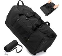Laripwit Faltbare Reisetasche mit Rollen Groß XXL 130-170L Erweiterbare Wochenend Handgepäck Tasche mit Rädern Herren Damen Rolltasche mit Extra Volumen für Camping Urlaub 36''/90cm, Schwarz