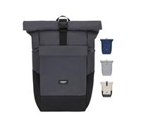 LARKSON Rucksack Damen & Herren Schwarz Grau - No 4 Large - Rolltop Backpack 21 L mit 16 Zoll Laptopfach Uni, Arbeit & Fahrrad - Großer Reiserucksack mit Trolley Strap