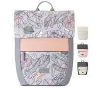 Larkson Rucksack Damen Klein Muster Blumen - Ronja - Moderner Tagesrucksack mit Laptopfach für Uni Business City - 10L - Nachhaltig - Wasserabweisend