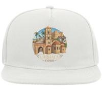 Larnica Cyprus Circle Graphic Snapback Flat Visor Cotton Blend Cap White