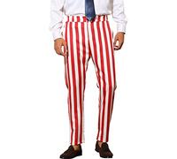 Lars Amadeus Gestreifte Anzughose für Herren Big & Tall Flat Front Business Hose, rot / weiß, 50 Groß Tall