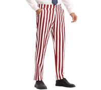 Lars Amadeus Gestreifte Anzughose für Herren, gerades Bein, Colorblock-Business-Hose, rot / weiß, 54