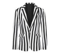 Lars Amadeus Gestreifte Blazer für Herren One Button Business Streifen Gemusterte Sportmäntel, Schwarz Weiß, M