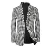 Lars Amadeus Hahnentritt-Blazer für Herren, klassische Passform, Business-Sportmantel mit zwei Knöpfen, kariert, Schwarz Weiß, S