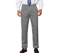 Lars Amadeus Houndstooth Muster Hose für Herren Slim Fit Klassische Business Plaid Kleid Hose, Weiß, Schwarz, 52