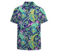 LARSD 80er-Jahre-Hemden für Herren 90er-Jahre-Button-Up-Hemd Vintage Retro Hawaiianisches Strandhemd Neon Disco-Hemd Lustiges Partyhemd, XXL