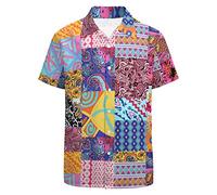 LARSD 80er-Jahre-Shirts für Herren - 90er-Jahre Button-Up Vintage Retro Hawaiianisches Strand Neon Disco Lustiges Party-Hemd, Rosa Paisley, 3X-Groß