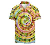LARSD Herren Hawaiihemd Casual Button Down Kurzarm Party Shirt Gedruckt Funky Aloha Beach Shirt, Batikfärbung, X-Groß