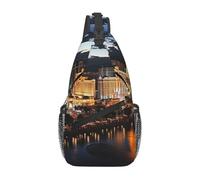 Las Vegas Sling-Taschen für Damen und Herren, verstellbarer Gürtel, Bauchtasche, Bauchtasche für Reisen, Sport, Laufen, Wandern, Hüfttasche, Schwarz, Einheitsgröße, Schwarz , Einheitsgröße