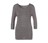 3/4-Arm-Shirt LASCANA "mit kleinem Cut-Out am Ärmelsaum", Damen, Gr. 40/42, grau (dunkelgrau), Obermaterial: 95% Viskose (LENZING ECOVERO), 5% Elasthan, bedruckt, casual, figurumspielend normal, tiefe