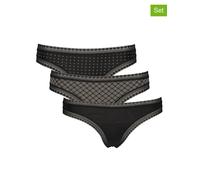 String LASCANA, Damen, Gr. 32/34, schwarz, Jersey, Obermaterial: 95% Baumwolle, 5% Elasthan. Spitze: 90% Polyamid, 10% Elasthan, bedruckt, unifarben, körpernah, Unterhosen String, aus elastischer Baum