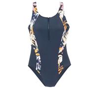 Badeanzug LASCANA ACTIVE "Wave" Gr. 38, N-Gr, blau (nachtblau) Damen Badeanzüge Bekleidung mit Reißverschluss (92949942-38)