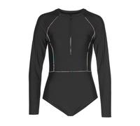 Badeanzug LASCANA ACTIVE "Janni", Damen, Gr. 38, N-Gr, schwarz, Polyamid, unifarben mit Farbeinsatz, Badeanzüge Badeanzug, mit langen Ärmeln ideal geeignet für SUP (10807332-38) schwarz