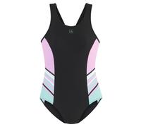 Badeanzug LASCANA ACTIVE, Damen, Gr. 38, N-Gr, schwarz (schwarz, mint), Recycling-Polyamid, Xtra Life LYCRA, gestreift, Badeanzüge, mit hohem Rücken (94282450-38) schwarz, mint
