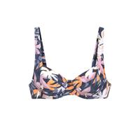 Bügel-Bikini-Top LASCANA ACTIVE "Wave", Damen, Gr. 40, Cup B, blau (nachtblau bedruckt), Recycling-Polyamid, bedruckt, Bikini-Oberteile, breite Träger (13514614-40) nachtblau bedruckt
