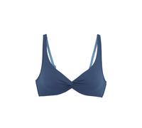 Bügel-Bikini-Top LASCANA ACTIVE "Oceana", Damen, Gr. 44, Cup B, blau (rauchblau), Recycling-Polyamid, Bikini-Oberteile, mit Knotenoptik vorn (63079830-44) rauchblau