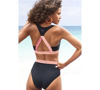 Bustier-Bikini-Top LASCANA ACTIVE "Janni", Damen, Gr. 40, Cup C/D, schwarz, Recycling-Polyamid, kontrastfarbene Details, unifarben, Bikini-Oberteile, mit kontrastfarbenen Details (41565240-40) schwarz