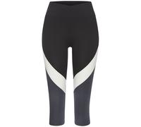 Caprileggings LASCANA ACTIVE, Damen, Gr. S (36/38), N-Gr, schwarz (anthrazit, weiß, grau), Single Jersey, Obermaterial: 95% Baumwolle, 5% Elasthan, unifarben mit Farbeinsätzen, sportlich, figurbetont