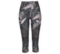 Caprileggings LASCANA ACTIVE "Tropical" Gr. M (40/42), N-Gr, bunt (khaki, gemustert, hellrosa), Damen, Single Jersey, Obermaterial: 94% Baumwolle, 6% Elasthan, gemustert, Hosen, mit abstraktem Blumenp